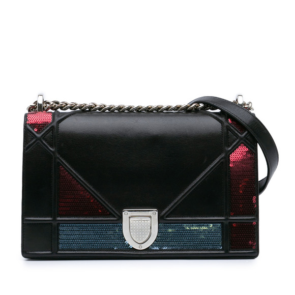 Pre-Loved Dior Medium Lambskin Sequin Diorama Flap - Picture 1 of 10